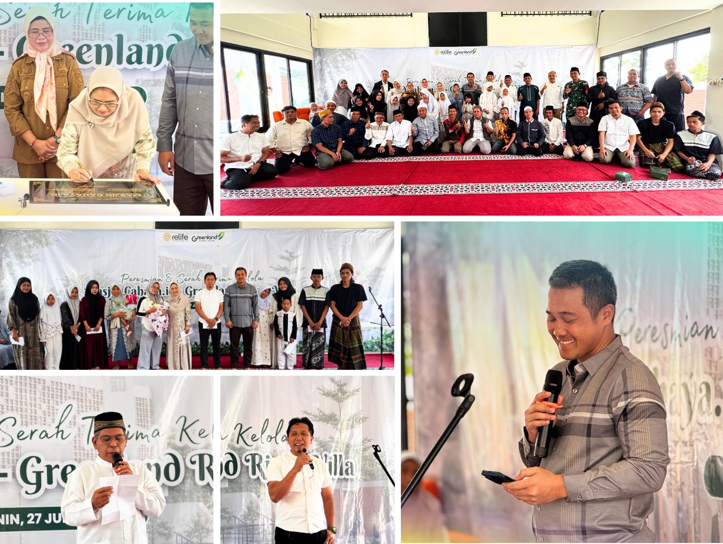Resmikan Masjid Cahaya.ID, Greenland River Villa Gelar Serah Terima Sekaligus Santunan Anak Yatim