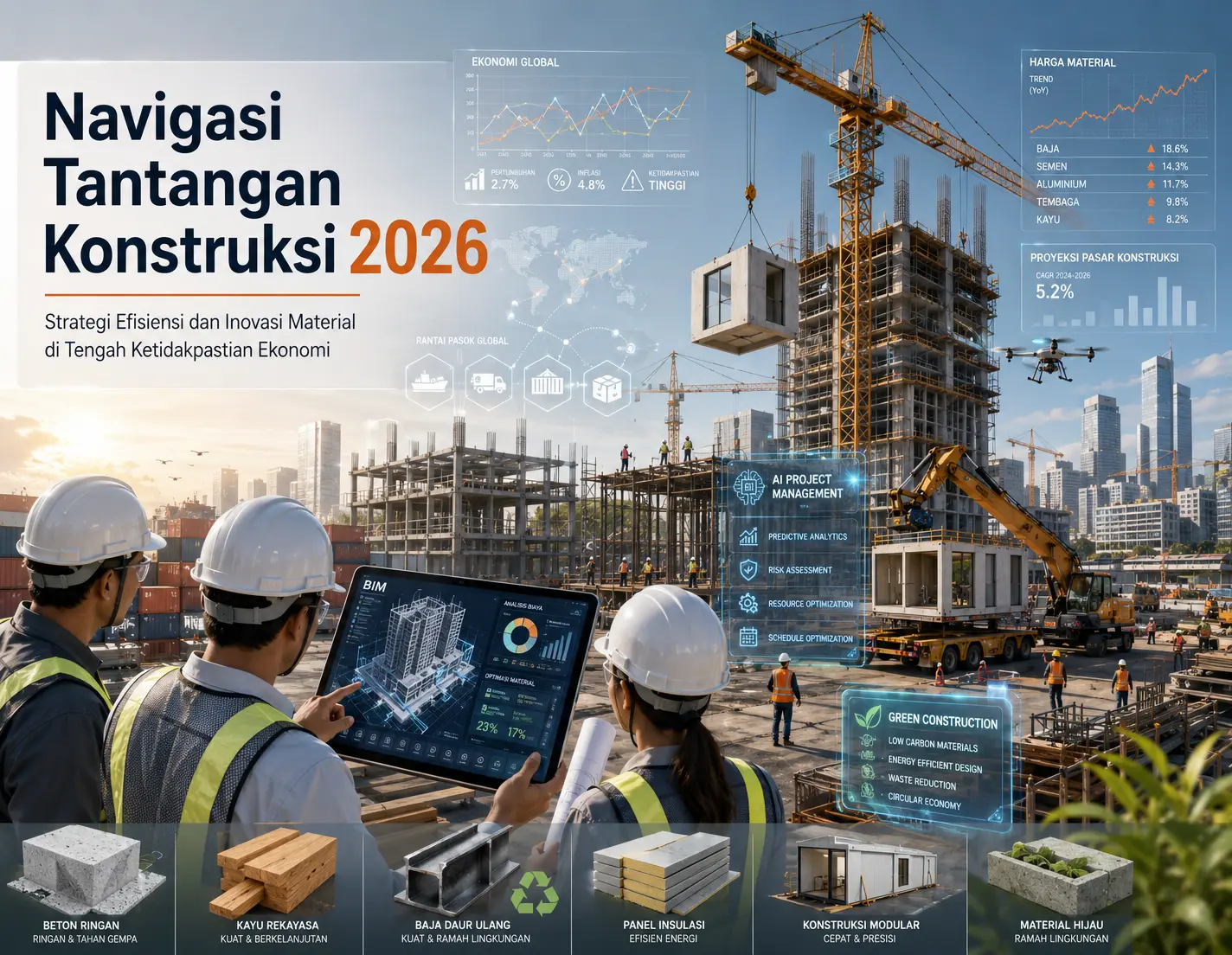 Navigasi Tantangan Konstruksi 2026: Strategi Efisiensi dan Inovasi Material di Tengah Ketidakpastian Ekonomi
